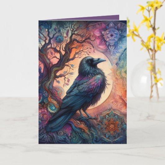 De Kraaiboom van het Leven Mandala Pagan Kaart (Gele Bloem)