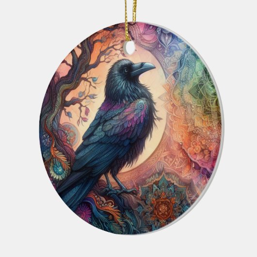 De Kraaiboom van het Leven Mandala Pagan Keramisch Ornament (Links)