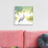 De kraan | Waterverf mooie vogel Canvas Afdruk (Insitu (Woonkamer))