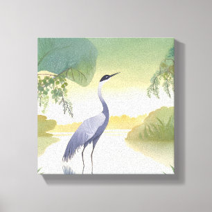 De Kraanvogel   Waterverf Mooie Vogel Canvas Afdruk