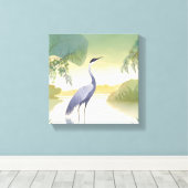 De Kraanvogel | Waterverf Mooie Vogel Canvas Afdruk (Insitu (Houten vloer))