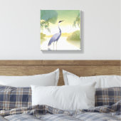 De Kraanvogel | Waterverf Mooie Vogel Canvas Afdruk (Insitu (Slaapkamer))