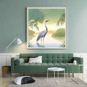 De Kraanvogel | Waterverf Mooie Vogel Poster