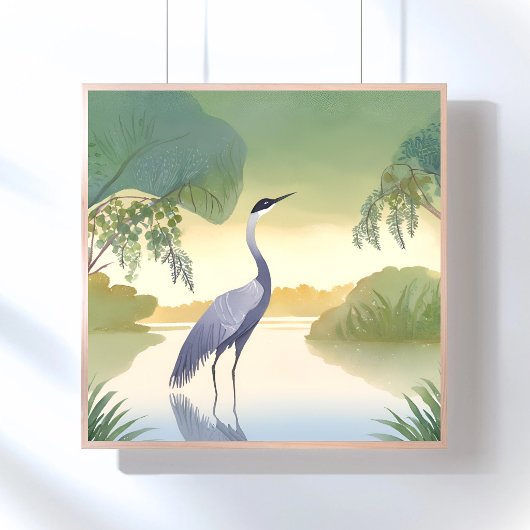 De Kraanvogel | Waterverf Mooie Vogel Poster