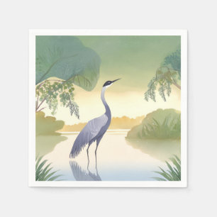 De Kraanvogel   Waterverf Mooie Vogel Servet