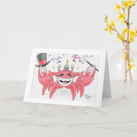 De Krab van de verjaardag Kaart (Gele Bloem)