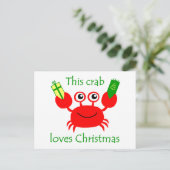 De Krab van Kerstmis Feestdagenkaart (Staand voorkant)