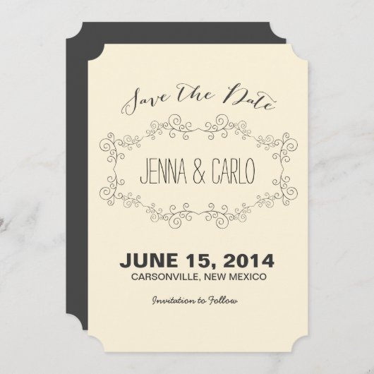 de krabbel werveling bewaart de datum save the date (Voorkant / Achterkant)