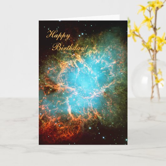 De krabnevel in Stier - Happy Birthday Kaart (Gele Bloem)