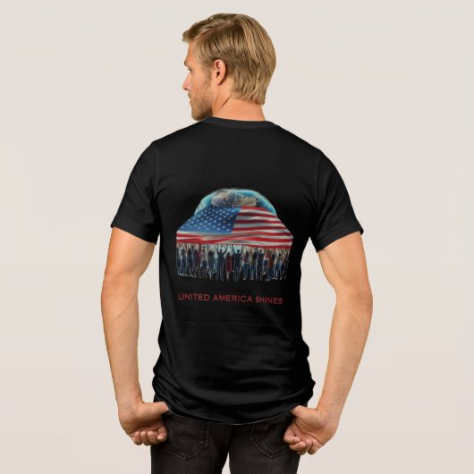 De kracht van Amerika schittert Tri-Blend Shirt (Achterkant volledig)