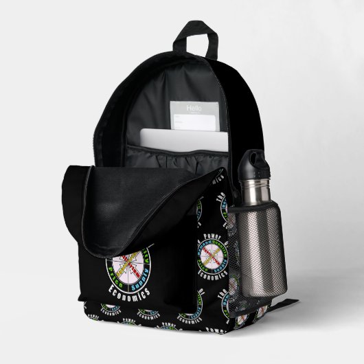 De kracht van de economie bedrukte rugzak (Achterkan Hoek Rechts (Open))