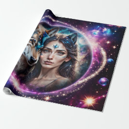 De kracht van de mystieke wolf cadeaupapier