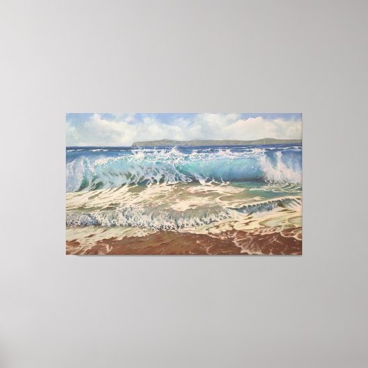 De Kracht van de Turquoise Golf: Realistisch Marie Canvas Afdruk (Voorkant)