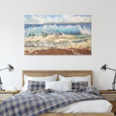 De Kracht van de Turquoise Golf: Realistisch Marie Canvas Afdruk (Insitu (Slaapkamer))
