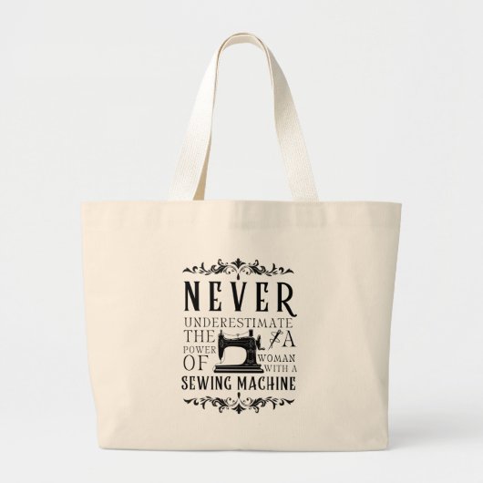 De kracht van een vrouw met een naaimachine grote tote bag (Voorkant)