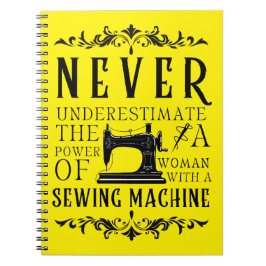 De kracht van een vrouw met een naaimachine notitieboek