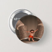 De kracht van het Bijbelverhaal van Samson Cartoon Ronde Button 5,7 Cm (Voorkant /achterkant)