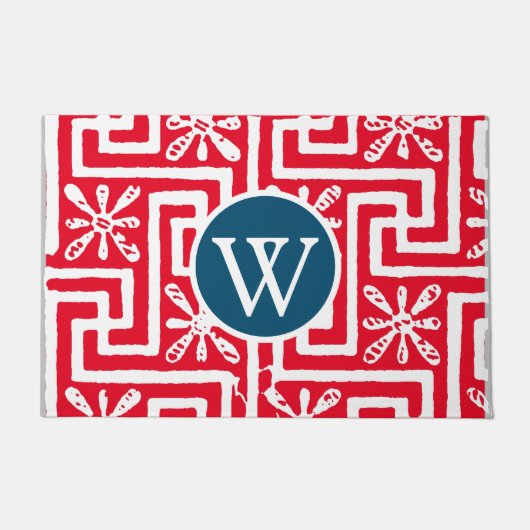 De kracht van kleuren rood en blauw blauw grijs deurmat (Voorkant)