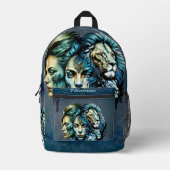 De krachtige Aanwezigheid van Leeuwen Bedrukte Rugzak (Voorkant)