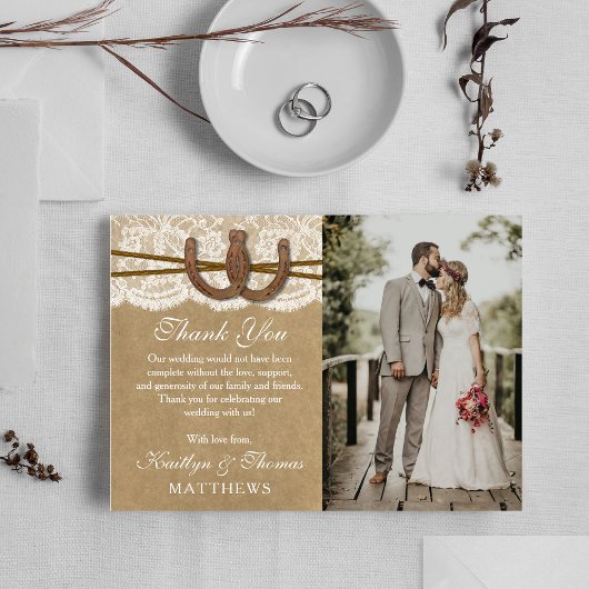 De Kraft-, Kant- en Hoefijzer Bruiloftcollectie Bedankkaart