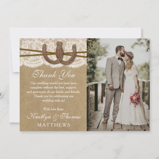 De Kraft-, Kant- en Hoefijzer Huwelijkscollectie Bedankkaart (Voorkant)