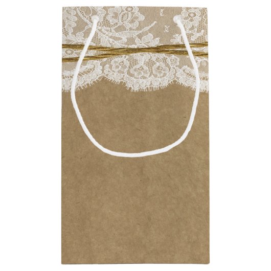 De Kraft, kant en touw boog bruiloftcollectie Klein Cadeauzakje (Achterkant)