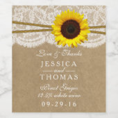 De Kraft, Lace & Sunflower Trouwcollectie Wijn Etiket (Enkel label)