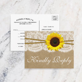 De Kraft, & Lace Zonnebloem Collectie RSVP Uitnodiging Briefkaart