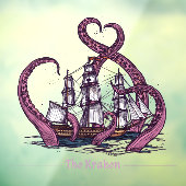 De Kraken Octopus Zeilschip Zeevaart Raamsticker (Vel 3)