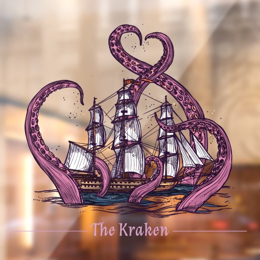 De Kraken Octopus Zeilschip Zeevaart Raamsticker (Vel 2)