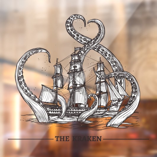 De Kraken Octopus Zeilschip Zeevaart Raamsticker (Vel 2)