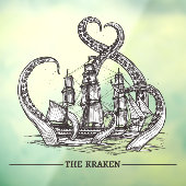 De Kraken Octopus Zeilschip Zeevaart Raamsticker (Vel 3)