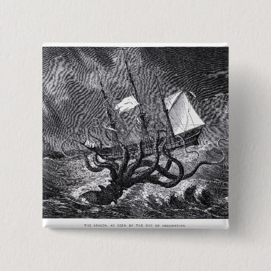 De Kraken Vierkante Button 5,1 Cm (Voorkant)