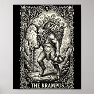 De Krampus Tarotkaart Goth Witte Zwarte Pyjama C Poster