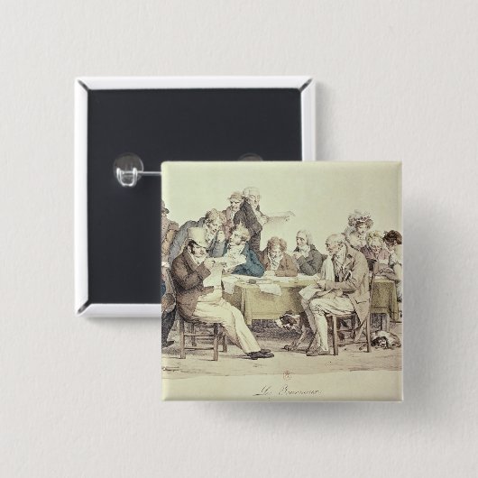 De krant vierkante button 5,1 cm (Voorkant /achterkant)