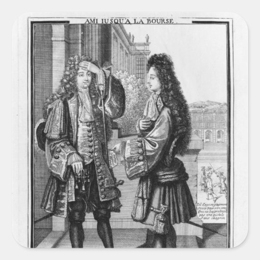 De kredietgever en de kredietnemer vierkante sticker (Voorkant)