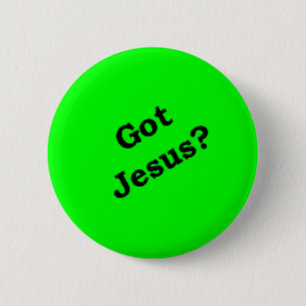 De "Kreeg Jezus?" knoop Ronde Button 5,7 Cm