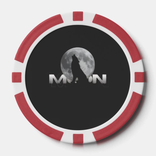 de kreet van de wolf onder de volle maan poker chips (Voorkant)