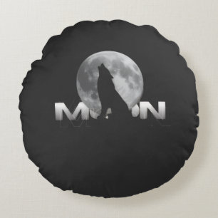 de kreet van de wolf onder de volle maan rond kussen