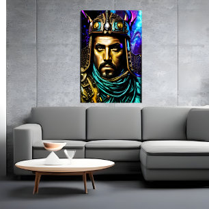 De krijger met helm   AI Art Poster