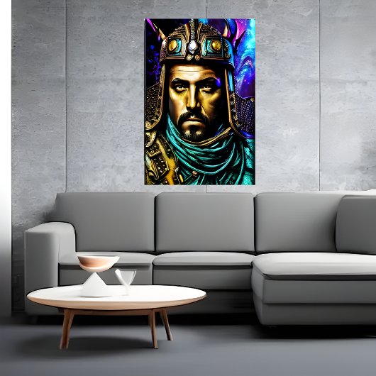 De krijger met helm | AI Art Poster