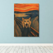 De krijsende kat-parodie Klassieke kunst grappig Canvas Afdruk (Insitu (Houten vloer))