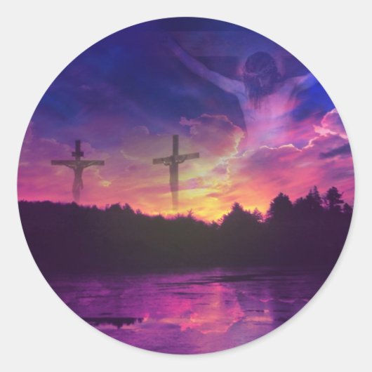 De Kroatie van Jezus Christus op het Kruis Ronde Sticker (Voorkant)