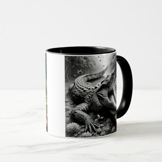 De krokodil, een gevreesde roofdier. mok (Voorkant rechts)