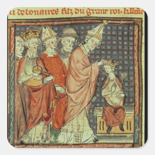 De kroning van Louis I "de pious" Vierkante Sticker (Voorkant)