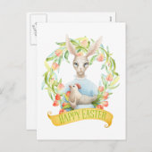 De Kroon en Konijn Gelukkige Pasen van de tulp Feestdagenkaart (Voorkant / Achterkant)