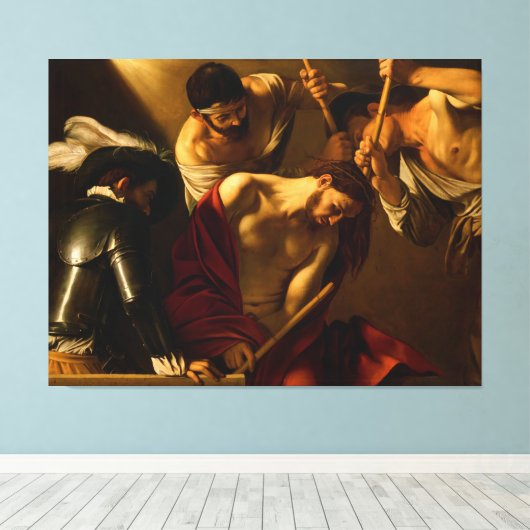 De kroon met doornen van Caravaggio (1602-1604) Canvas Afdruk (Insitu (Houten vloer))