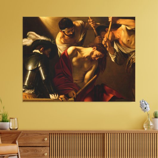 De kroon met doornen van Caravaggio (1602-1604) Canvas Afdruk (Insitu (Woonkamer))