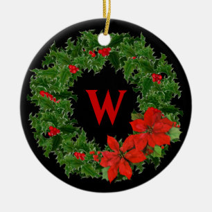 De Kroon van de Hulst van het monogram op Zwarte - Keramisch Ornament