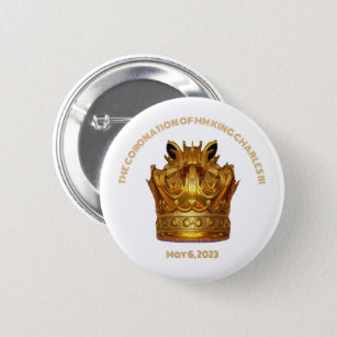 De kroon van de koning Charles III Ronde Button 5,7 Cm